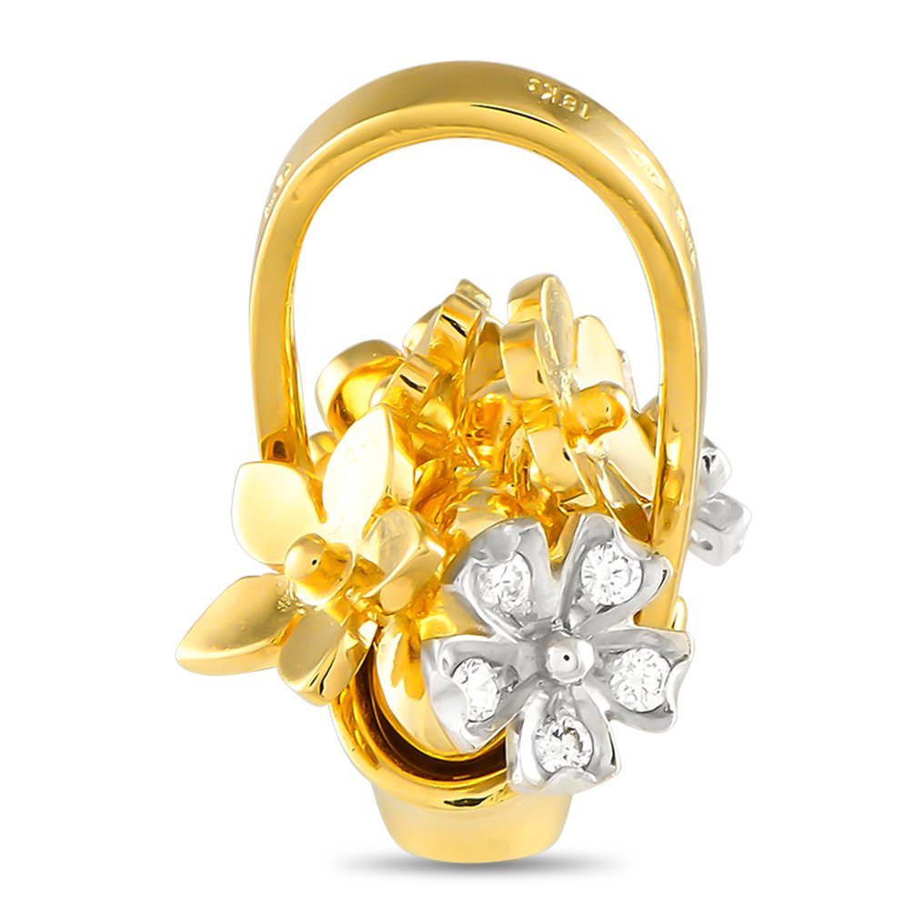 Pomellato - Pendant - 18 kt. Yellow gold, Beautiful 18K Yellow Gold Diamond Flower Basket Pendant