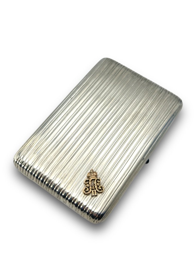Imperial Russian 84 Silver & Gold Cigarette Case Circa 1896 - Cigarette case - .875 (84 Zolotniki) silver