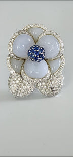 Brooch - 18 kt. White gold, Gorgeous 18K Gold & Diamond women's Jewelry Brooch - 7.00ct. tw. Diamond (Natural)