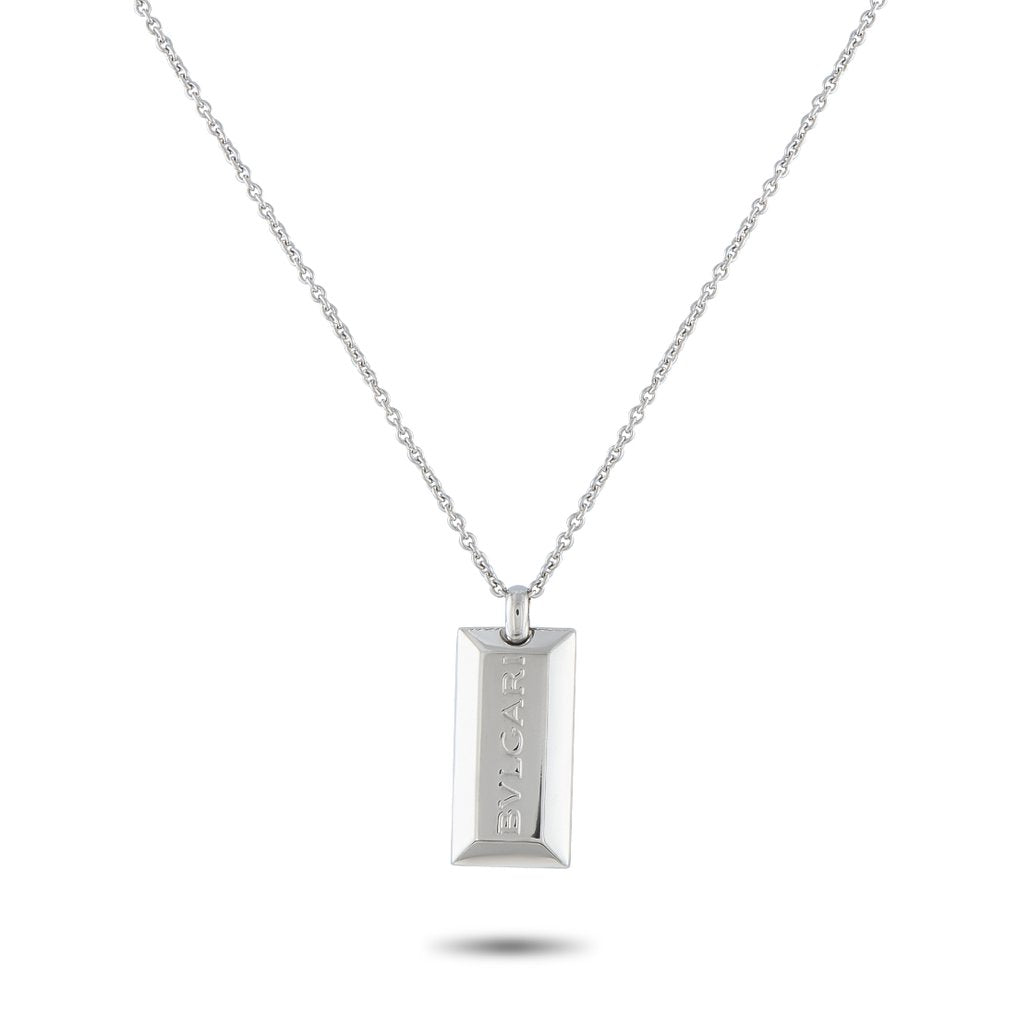 Bvlgari 18K White Gold Bar Necklace