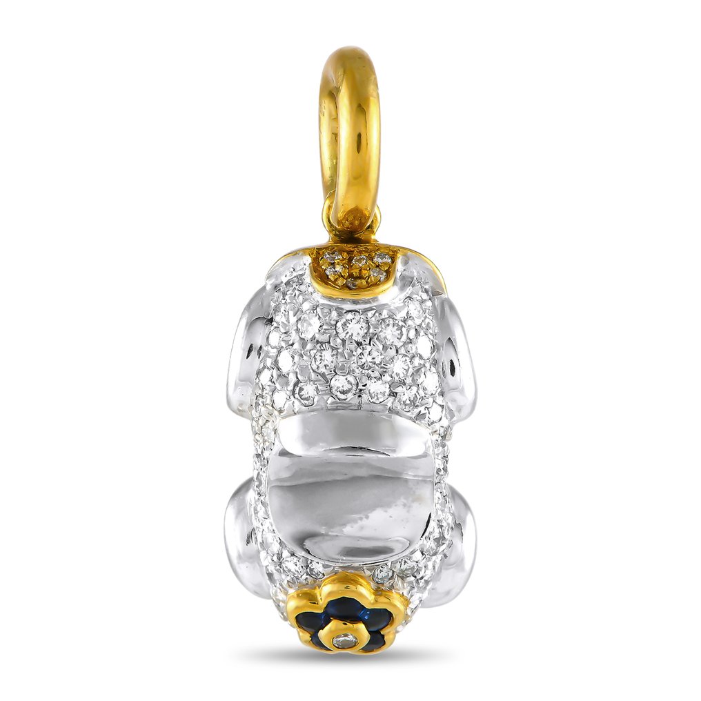 Aaron Basha - Charm bracelet - 18 kt. White gold, 18K Yellow and White Gold Diamond and Sapphire Enamel Car Charm