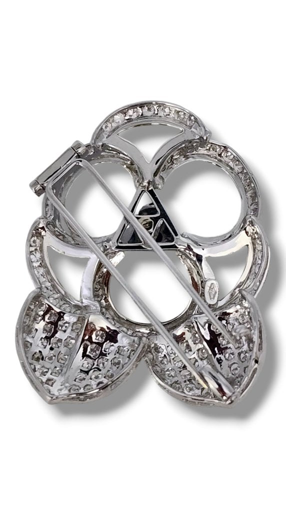 Brooch - 18 kt. White gold, Gorgeous 18K Gold & Diamond women's Jewelry Brooch - 7.00ct. tw. Diamond (Natural)