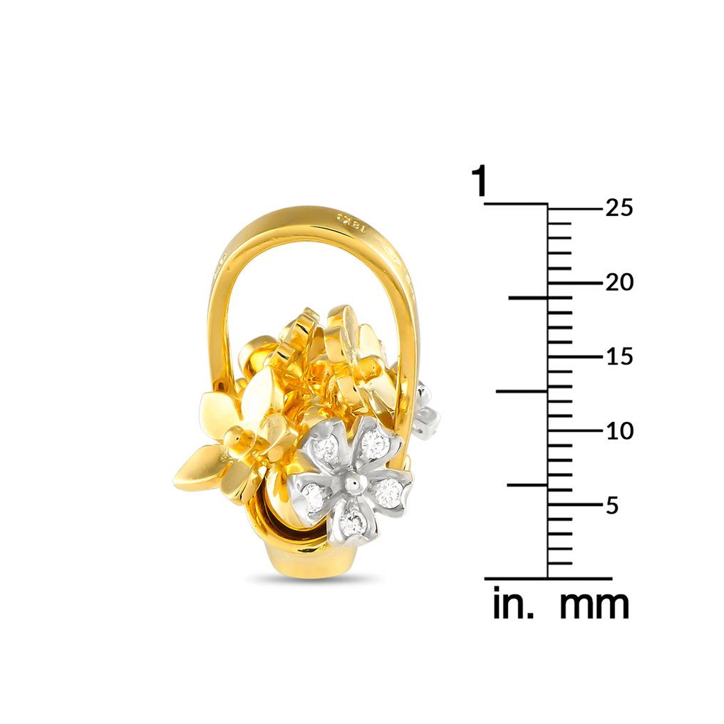 Pomellato - Pendant - 18 kt. Yellow gold, Beautiful 18K Yellow Gold Diamond Flower Basket Pendant