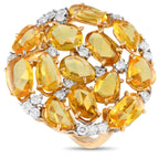 Ring - 18 kt. Yellow gold, 18K Yellow Gold 0.75ct Diamond and Yellow Sapphire Cocktail Ring - CASATO