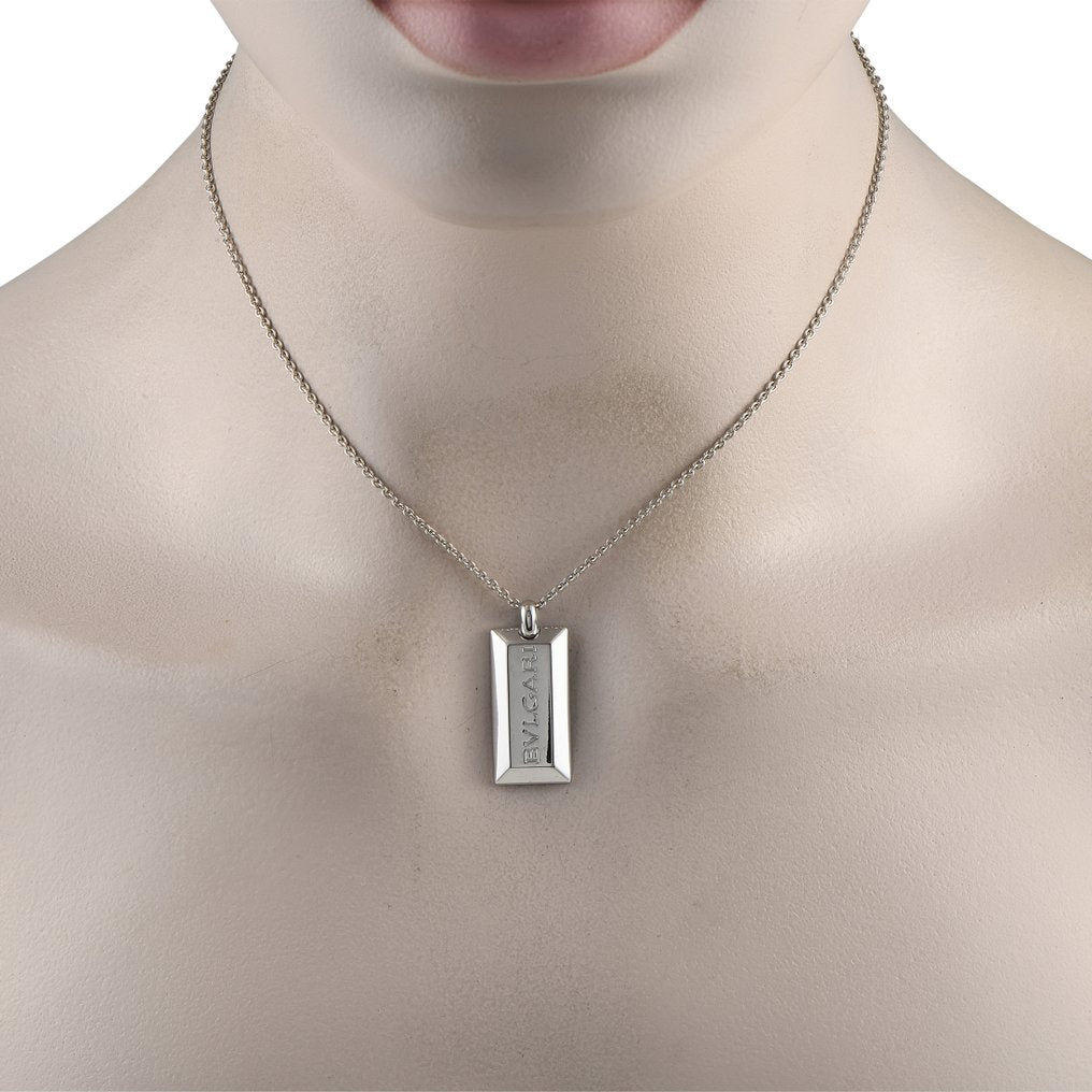 Bvlgari 18K White Gold Bar Necklace