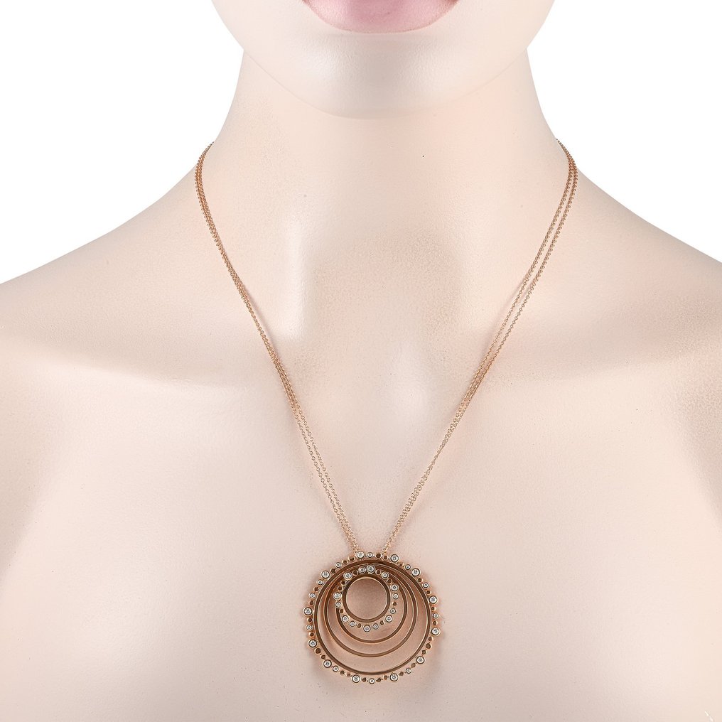 Bucherer - Necklace - 18 kt. White gold, 18K Rose Gold 0.89ct Diamond Circle Necklace