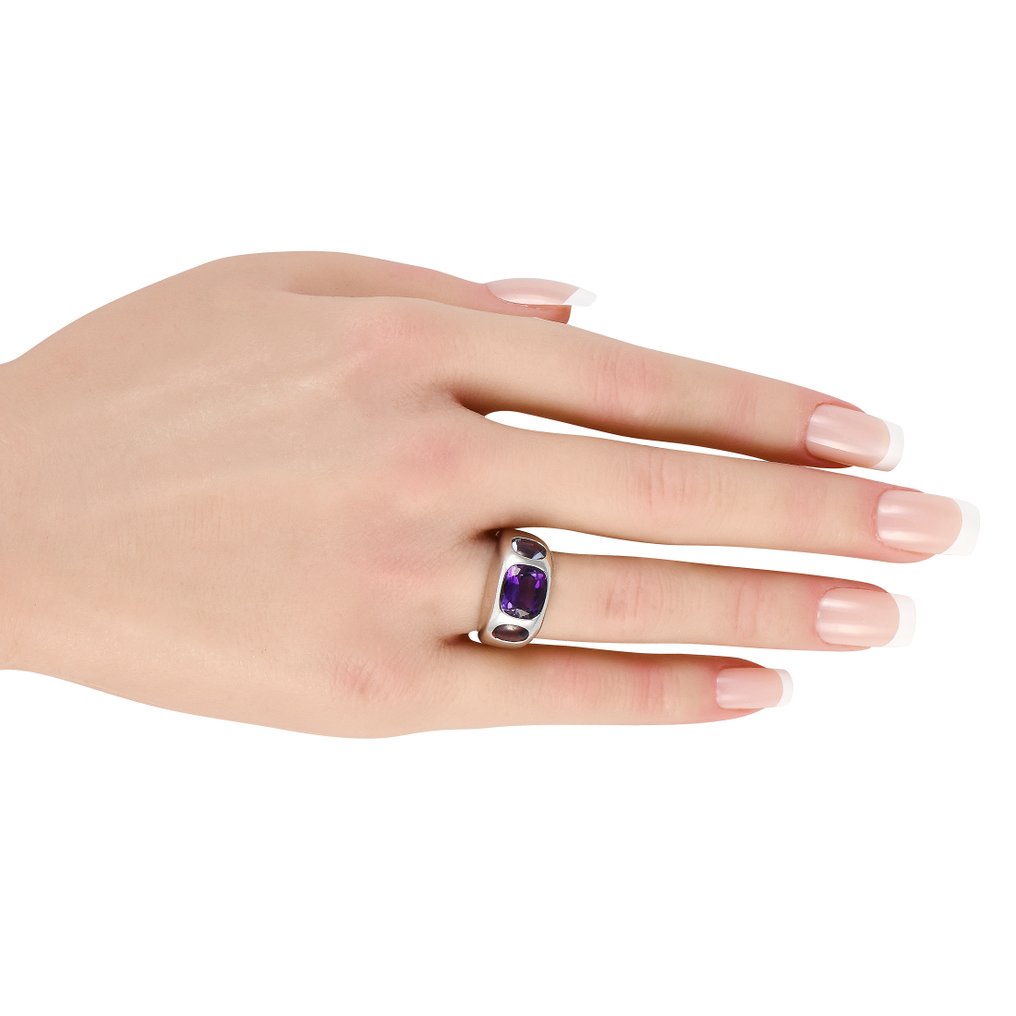 Chanel - Ring - 18 kt. White gold, Coco Mini 18K White Gold Amethyst and Tourmaline Ring
