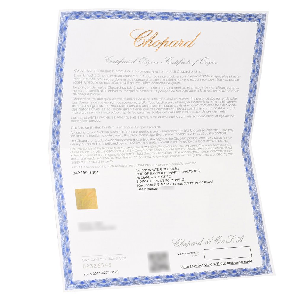 Chopard - Earrings - 18 kt. White gold, Happy Diamonds 18K White Gold 0.94 ct Diamond Heart Earrings