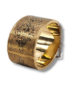 Antique Victorian 14K Gold and Enamel Engraved Bangle Bracelet