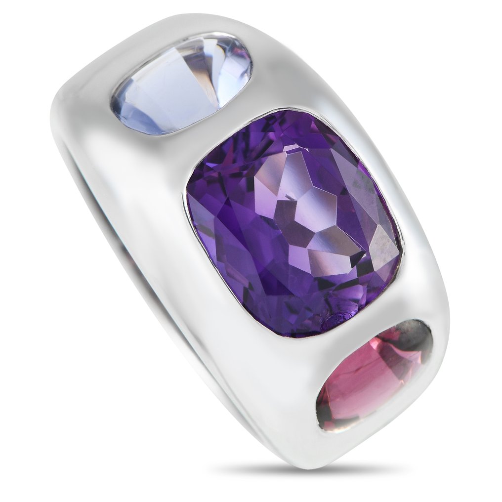 Chanel - Ring - 18 kt. White gold, Coco Mini 18K White Gold Amethyst and Tourmaline Ring