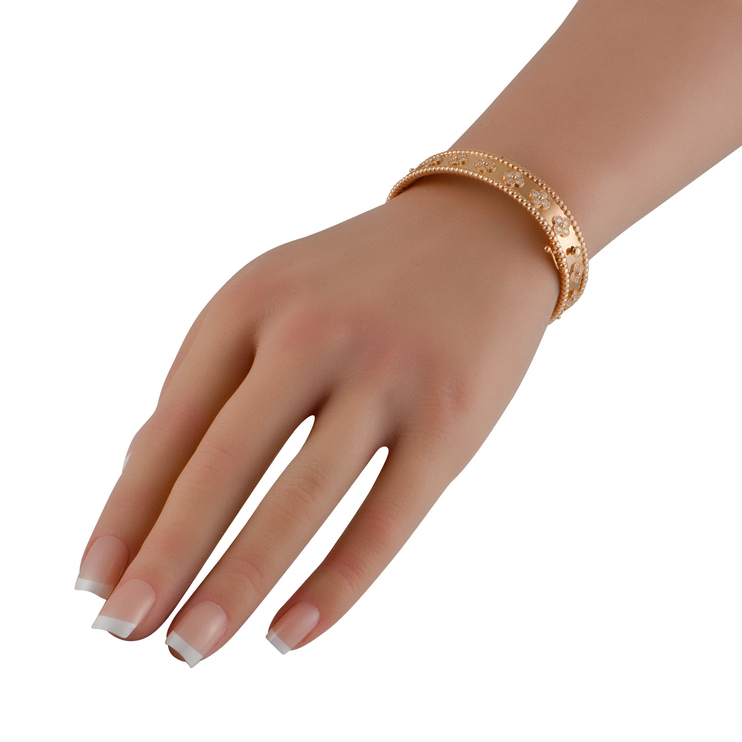 Van Cleef & Arpels Perlée Clovers 18K Rose Gold Diamond Bracelet Size Small