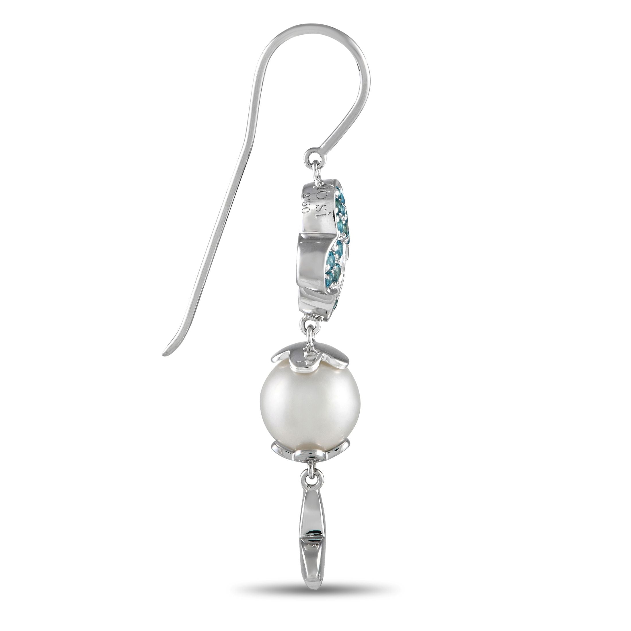 Io Si18K White Gold 0.02ct Diamond and Blue  Gemstone  Earrings