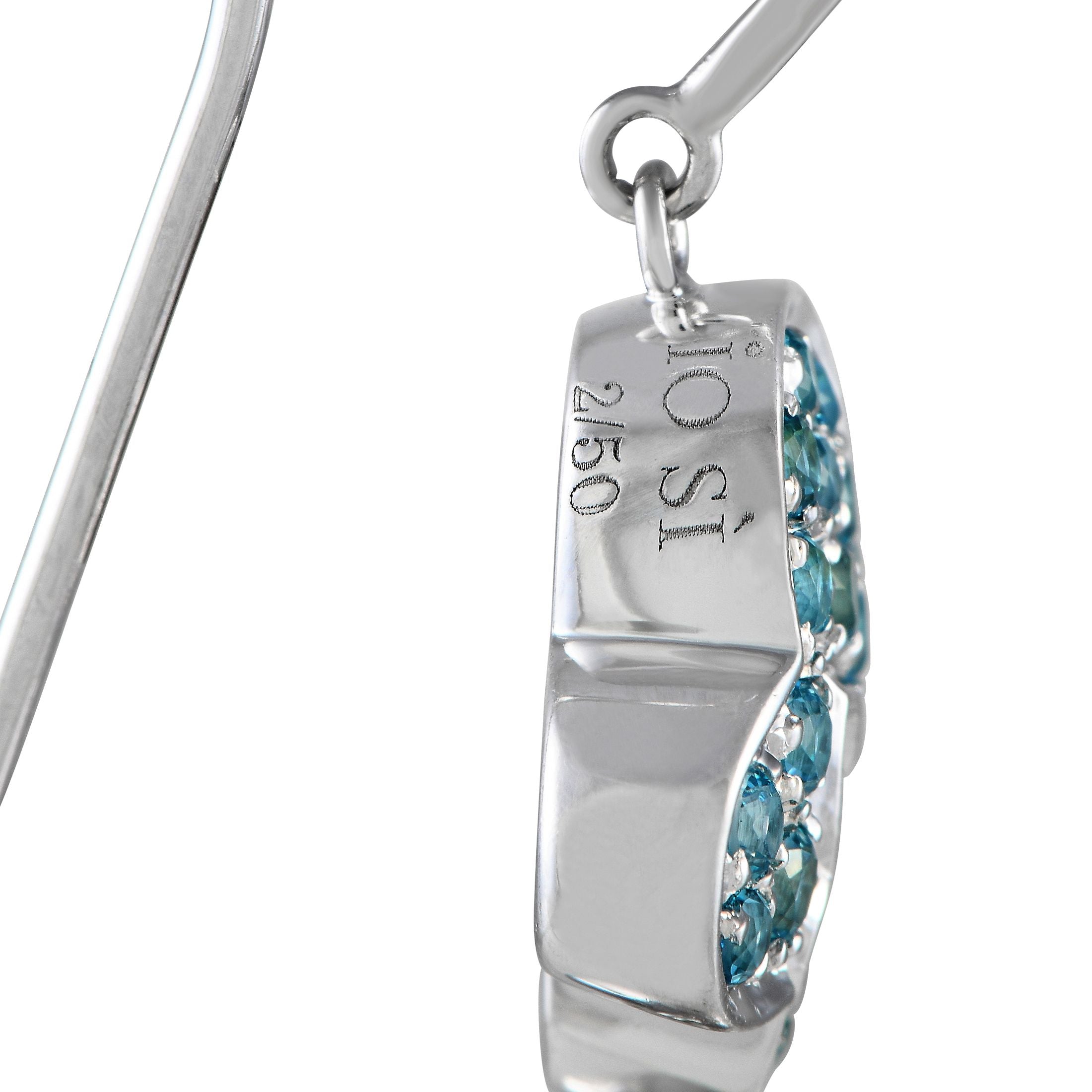 Io Si18K White Gold 0.02ct Diamond and Blue  Gemstone  Earrings
