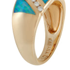 Kabana 14K Yellow Gold 0.21 ct Diamond, Tourmaline and Inlaid Opal Ring