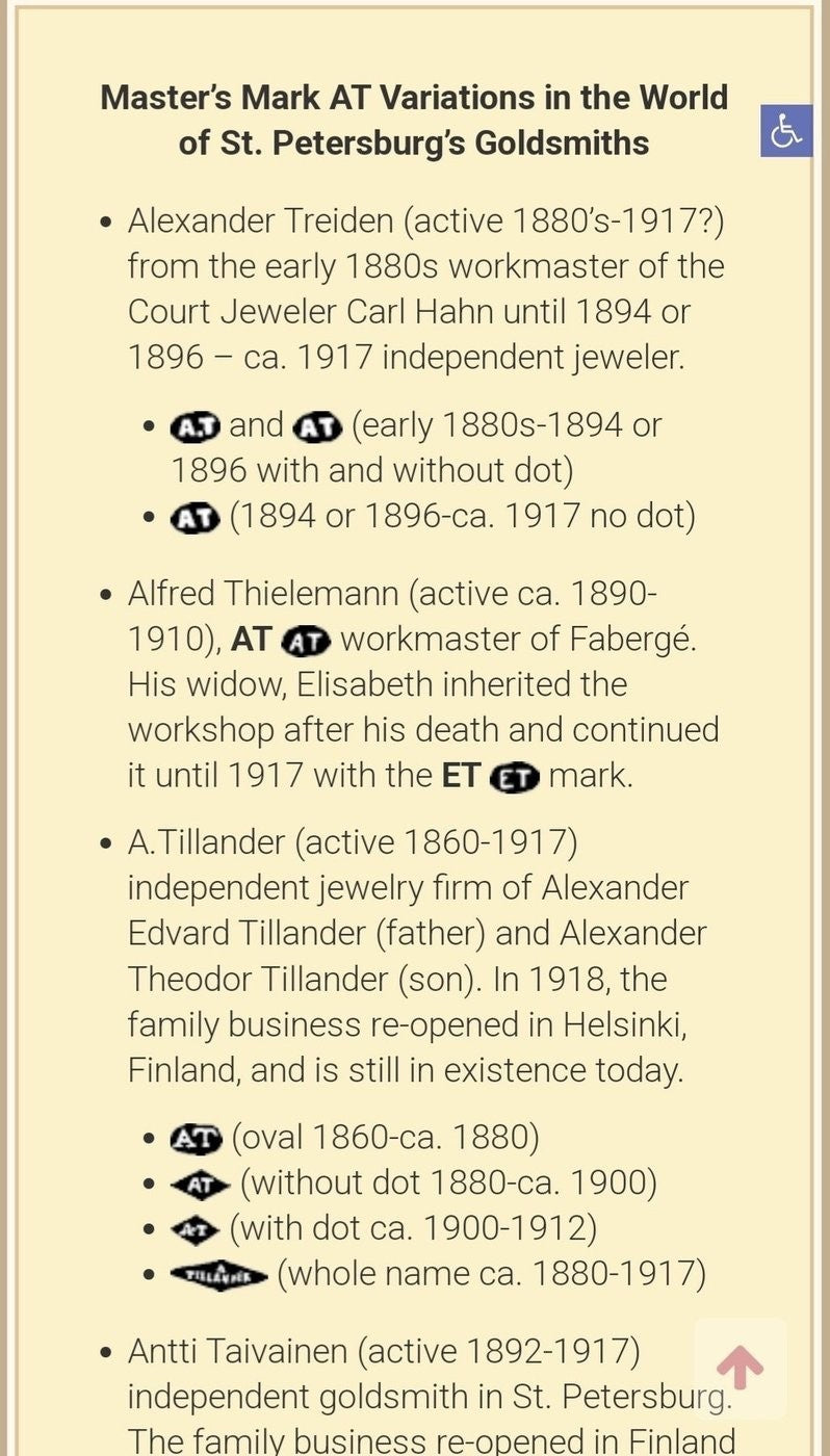 Text page listing Master’s Mark ATa variations in the world of St. Petersburg