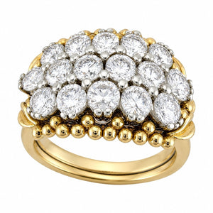 14K White and Yellow Gold 2.0ct Diamond Cluster Ring