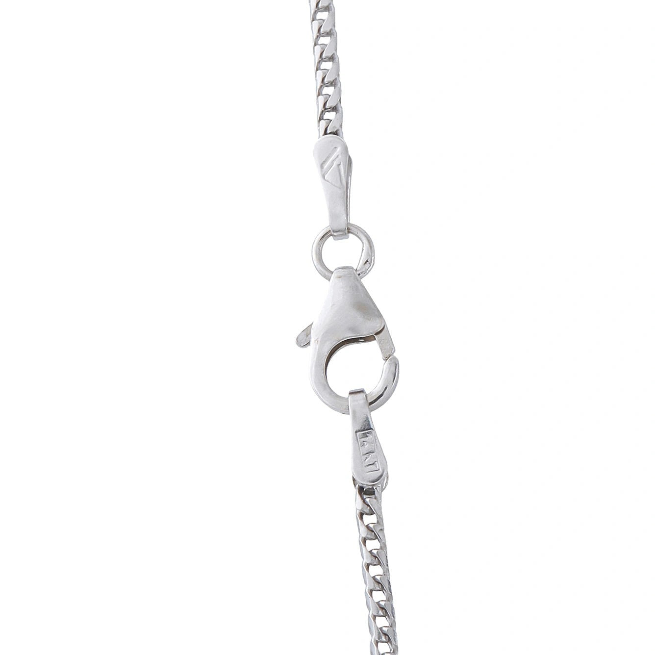 White gold necklace chain with heart diamond pavé pendant and lobster clasp.