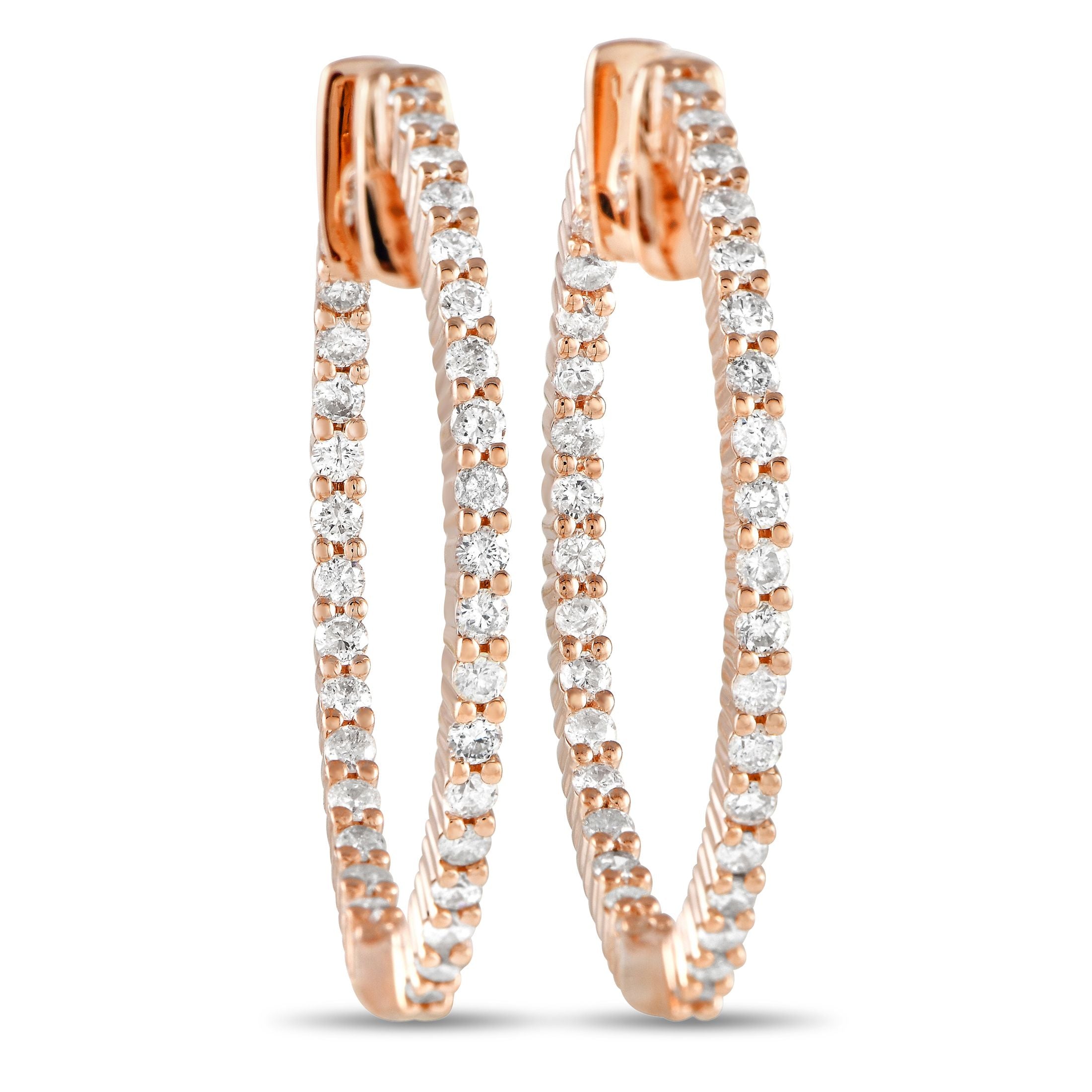 Exclusive 14K Rose Gold 1.0ct Diamonds Inside-Out Hoop Earrings – Feminine yet powerful, these rose gold diamond hoops make a