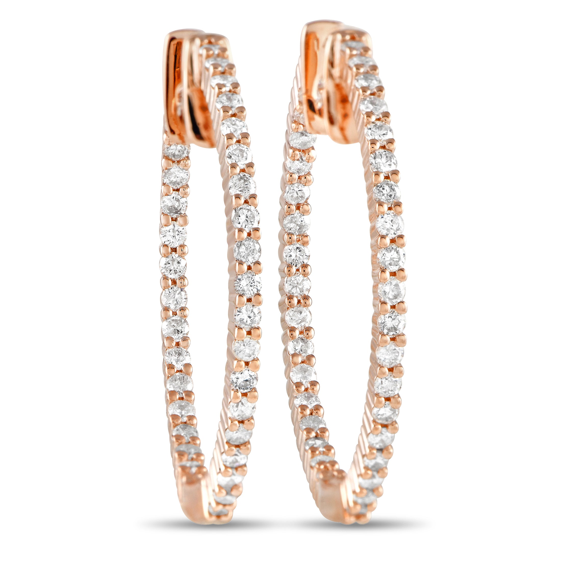 14K Rose Gold 1.0ct Diamonds Inside-Out Hoop Earrings