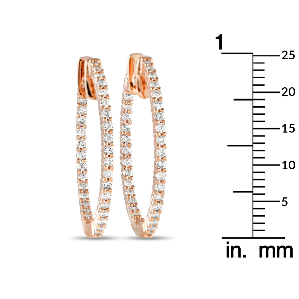 14K Rose Gold 1.0ct Diamonds Inside-Out Hoop Earrings