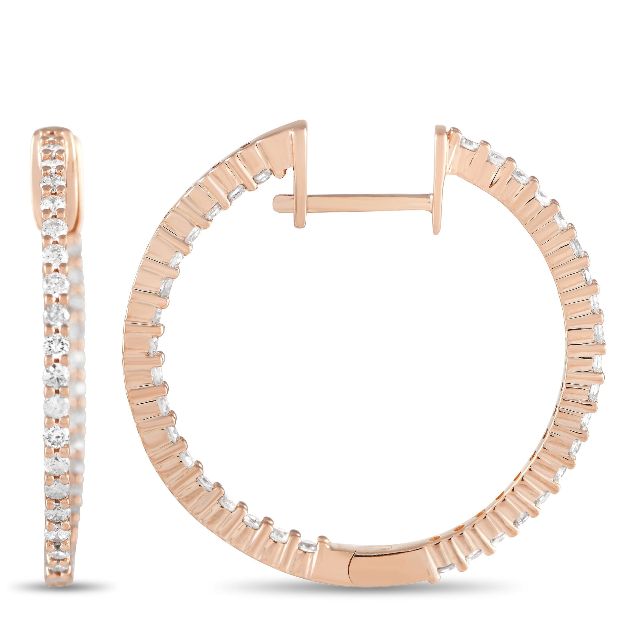Exclusive 14K Rose Gold 1.0ct Diamonds Inside-Out Hoop Earrings