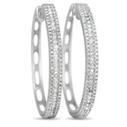 14K White Gold 3-Row 1.06 Carat VS1 G Color Diamond Hoop Earrings