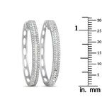 Exclusive 14K White Gold 3-Row 1.06  Carat  VS1 G Color Diamond Hoop Earrings