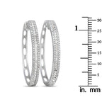 14K White Gold 3-Row 1.06 Carat VS1 G Color Diamond Hoop Earrings