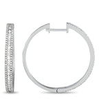 14K White Gold 3-Row 1.06 Carat VS1 G Color Diamond Hoop Earrings