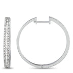 Exclusive 14K White Gold 3-Row 1.06  Carat  VS1 G Color Diamond Hoop Earrings