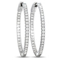 Diamond pavé hoop earrings in white gold tone, full hoop with round stones