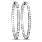 14K White Gold 0.98 ct Diamond Inside-Out Hoop Earrings