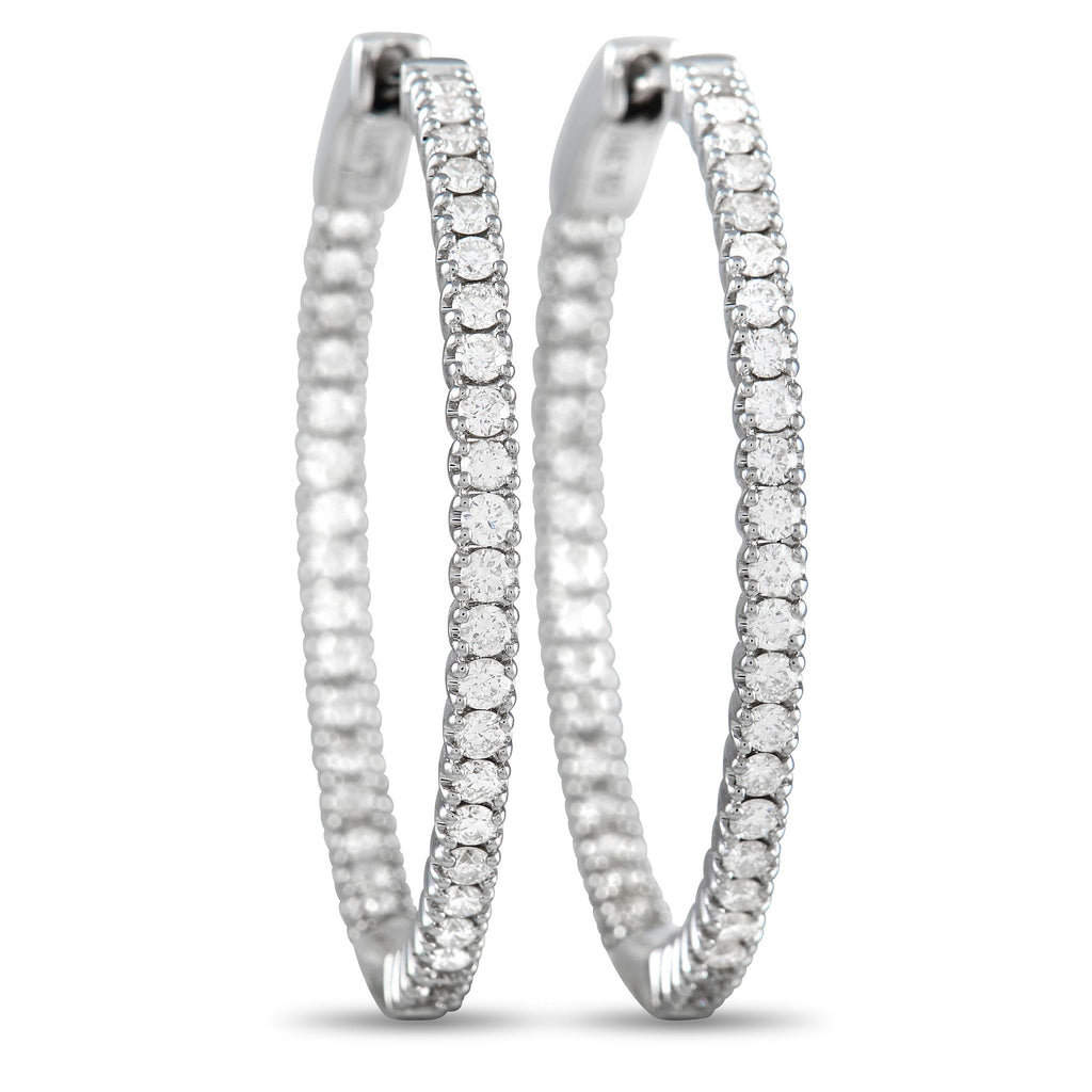 Exclusive 14K White Gold 0.98 ct Diamond Inside-Out Hoop Earrings – Sleek and stylish, these 14K White Gold hoop earrings wil