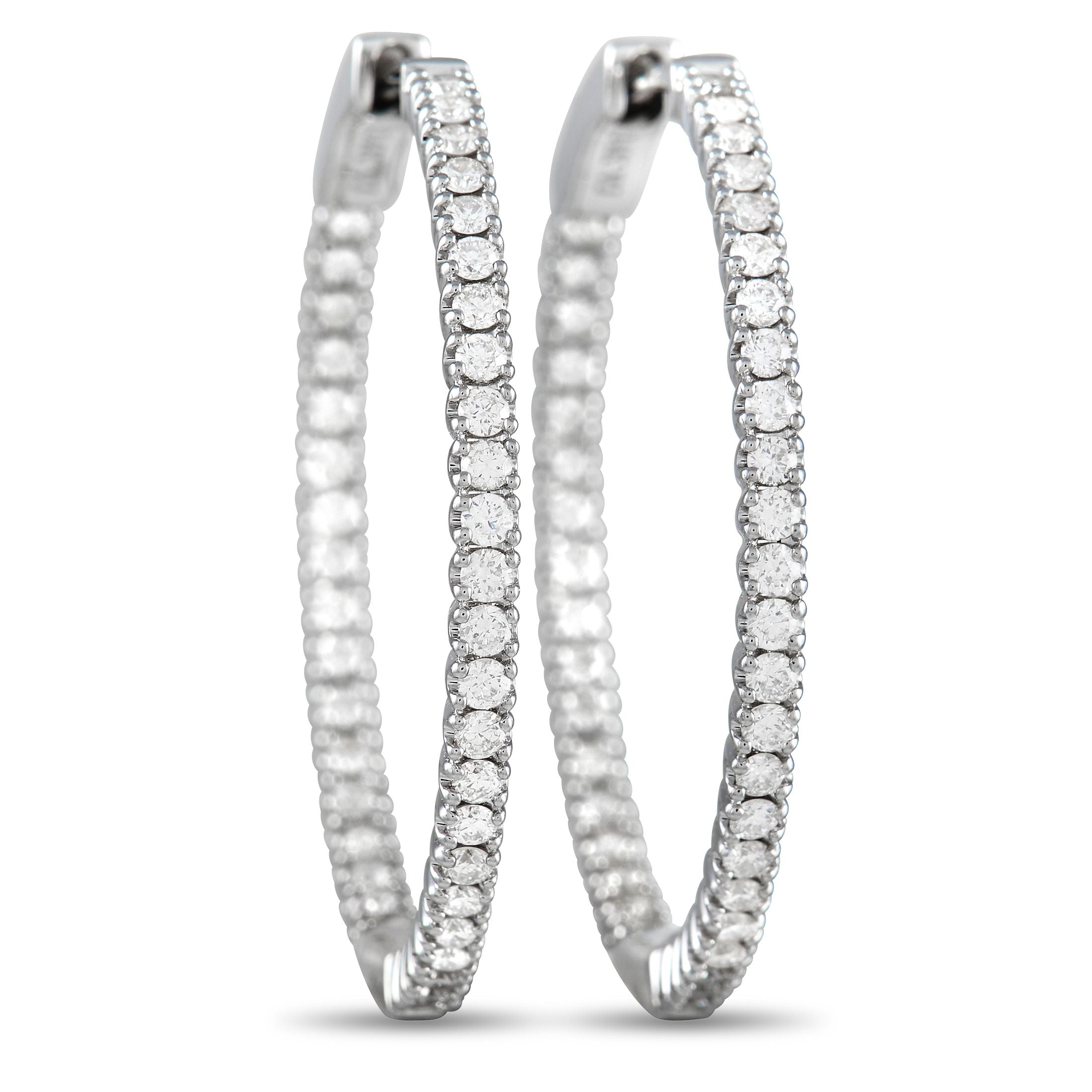 Exclusive 14K White Gold 0.98 ct Diamond Inside-Out Hoop Earrings – Sleek and stylish, these 14K White Gold hoop earrings wil