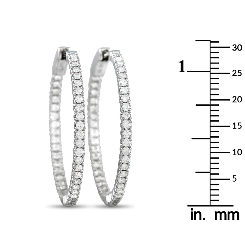 14K White Gold 0.98 ct Diamond Inside-Out Hoop Earrings