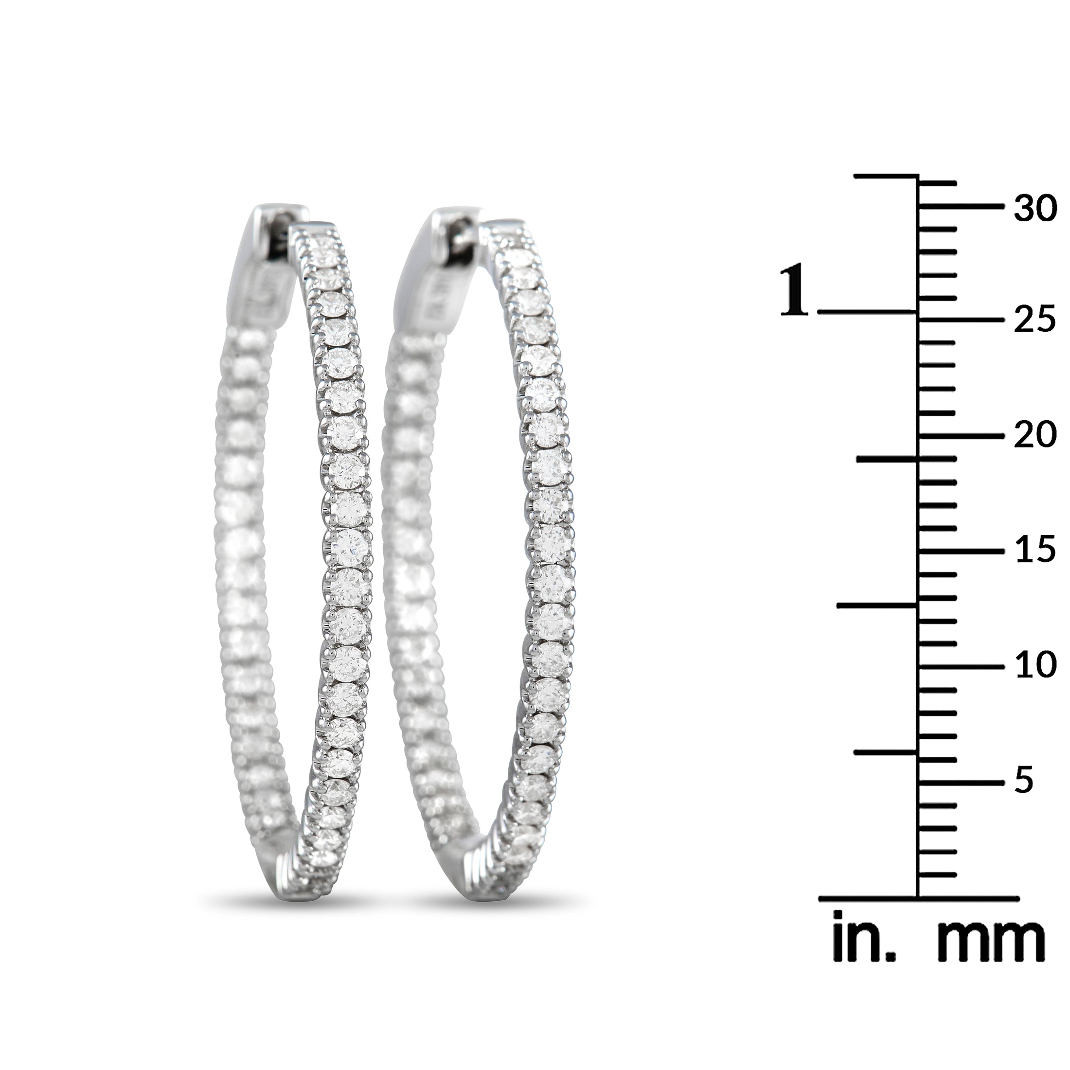 14K White Gold 0.98 ct Diamond Inside-Out Hoop Earrings