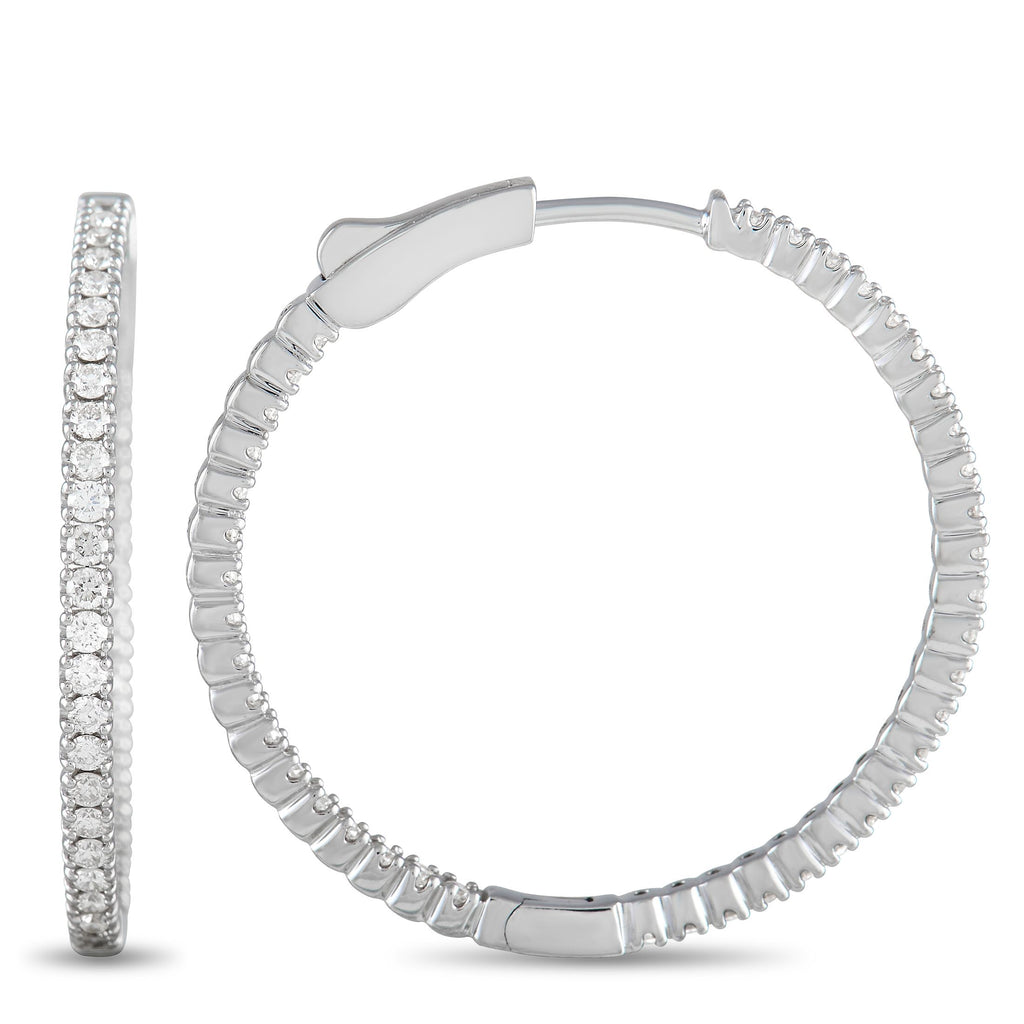 Exclusive 14K White Gold 0.98 ct Diamond Inside-Out Hoop Earrings