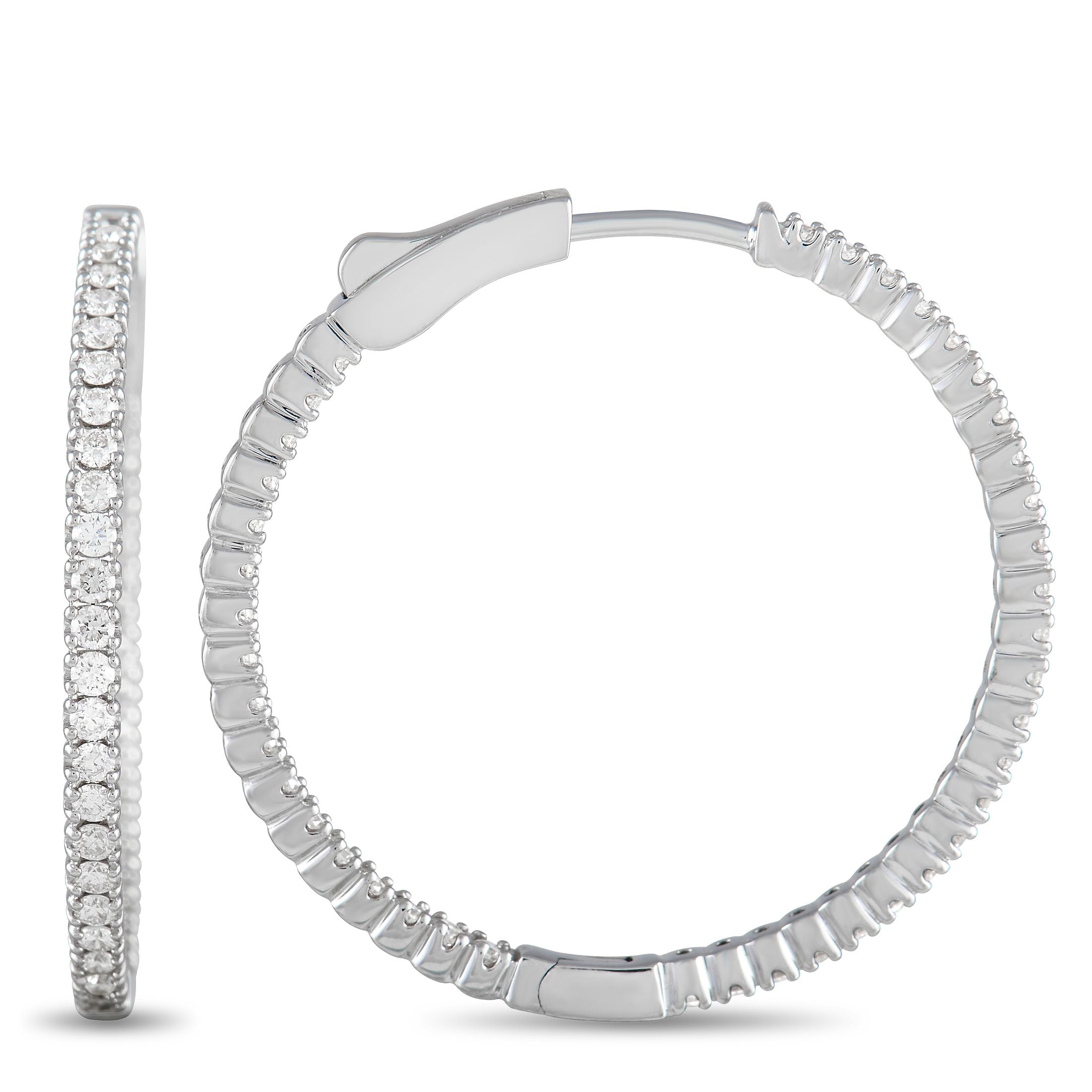 Exclusive 14K White Gold 0.98 ct Diamond Inside-Out Hoop Earrings
