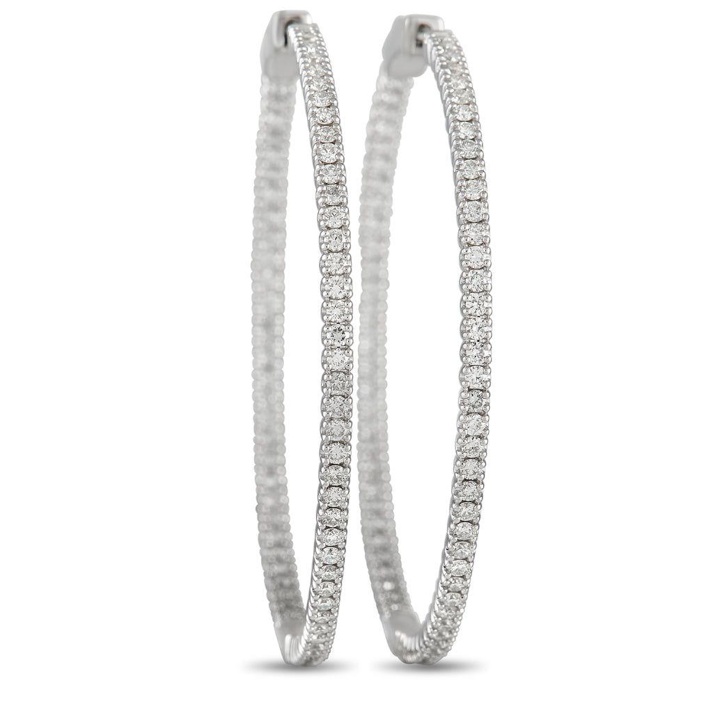 14K White Gold 1.77ct Diamond Inside-Hoop Earrings