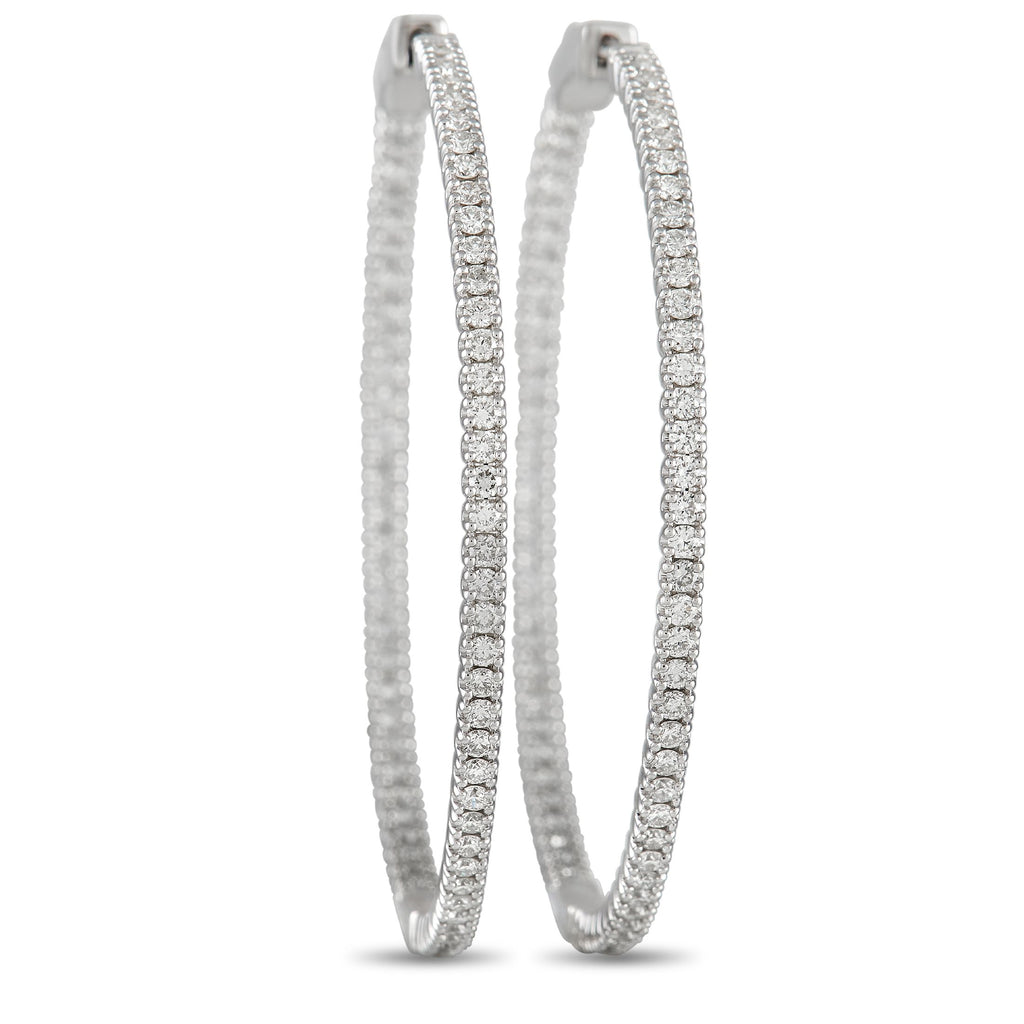 Exclusive 14K White Gold 1.77ct Diamond Inside-Hoop Earrings – Elevate any ensemble by adding these refined hoop earrings