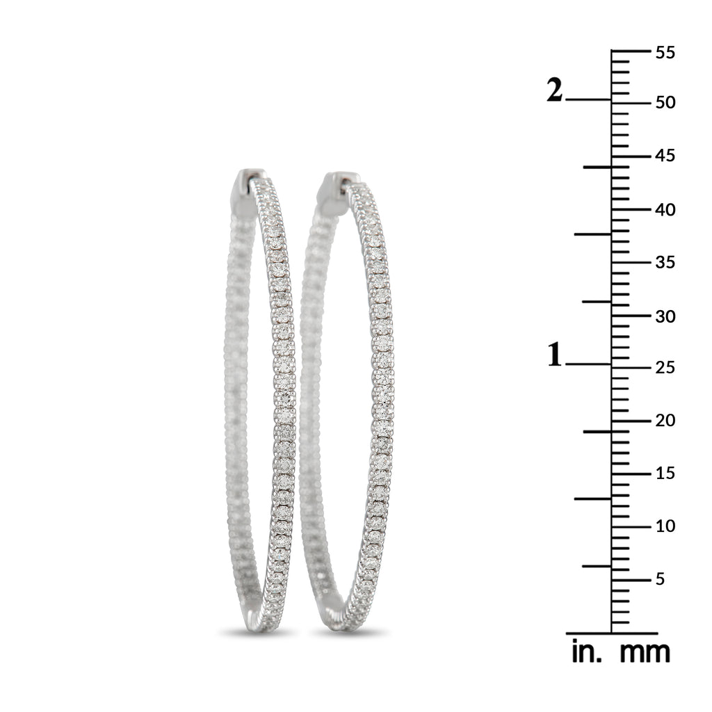 14K White Gold 1.77ct Diamond Inside-Hoop Earrings