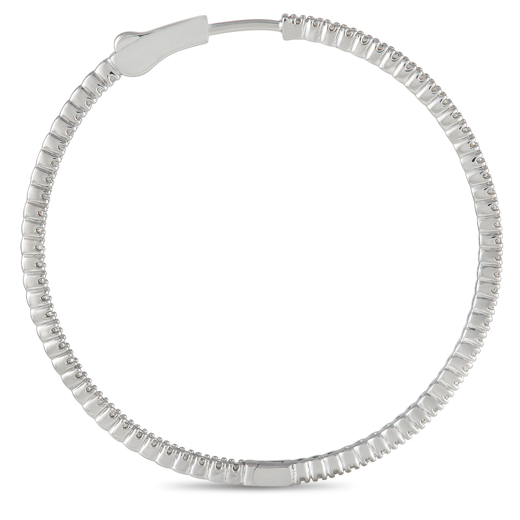 14K White Gold 1.77ct Diamond Inside-Hoop Earrings