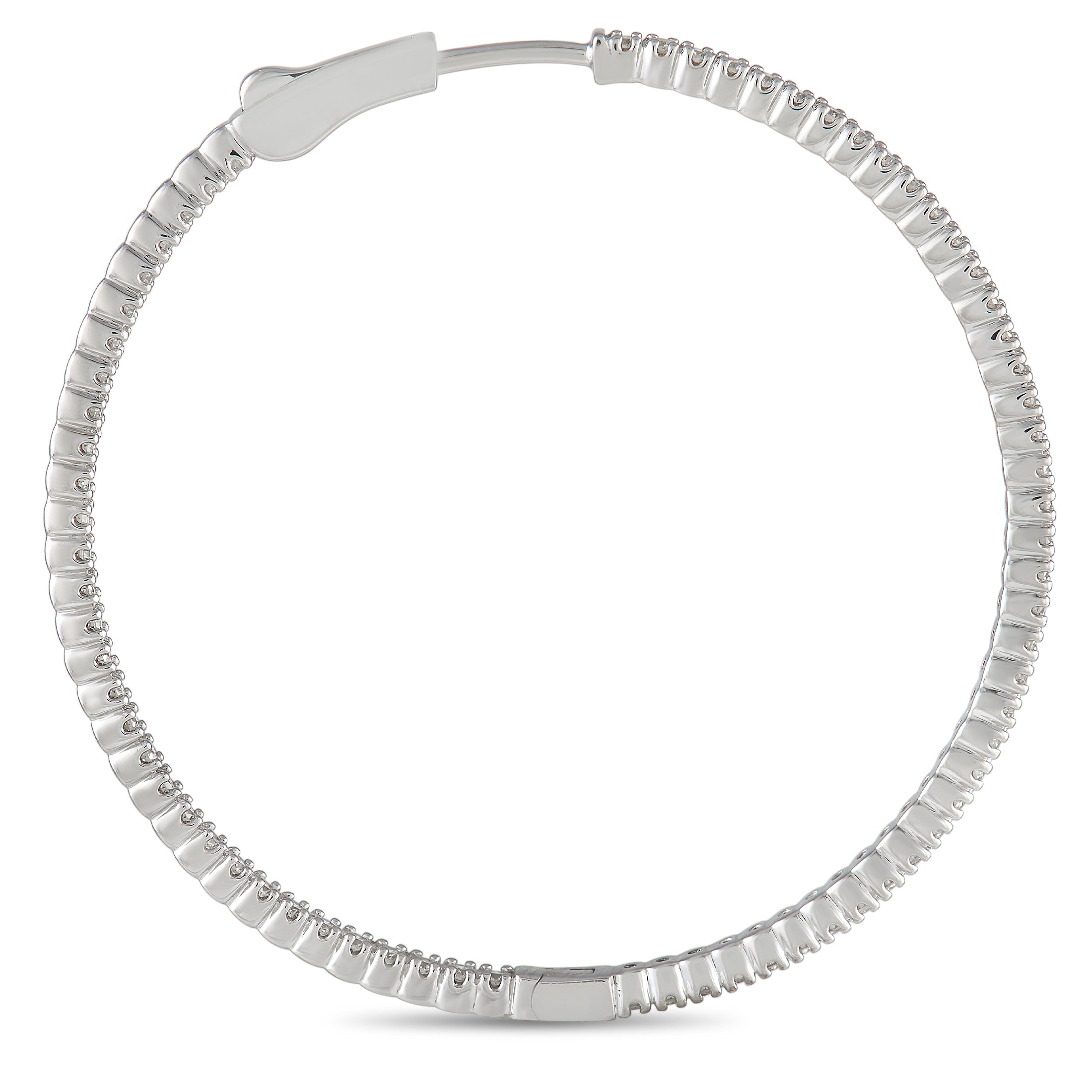 14K White Gold 1.77ct Diamond Inside-Hoop Earrings