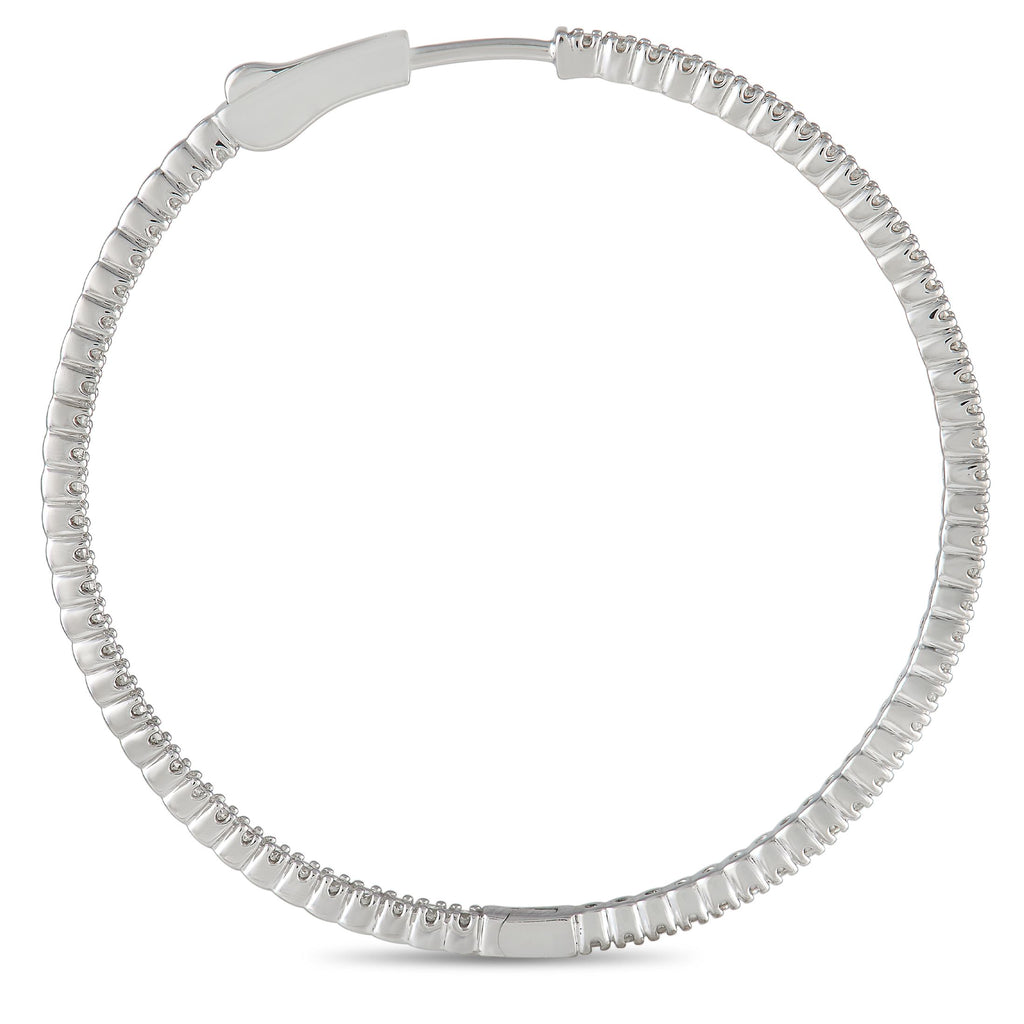 Exclusive 14K White Gold 1.77ct Diamond Inside-Hoop Earrings