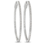14K White Gold 1.34ct Diamond Inside-Out Hoop Earrings