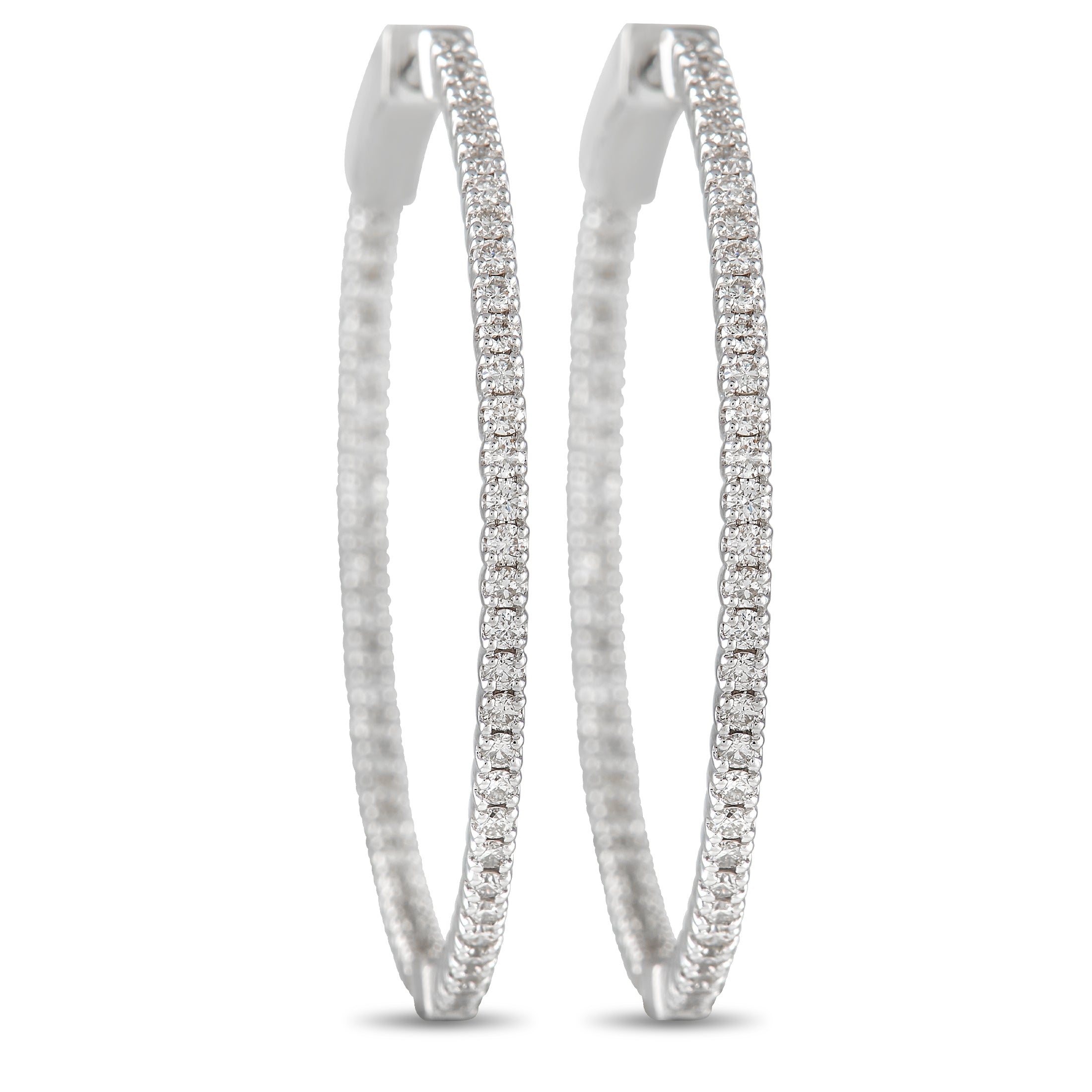 14K White Gold 1.34ct Diamond Inside-Out Hoop Earrings