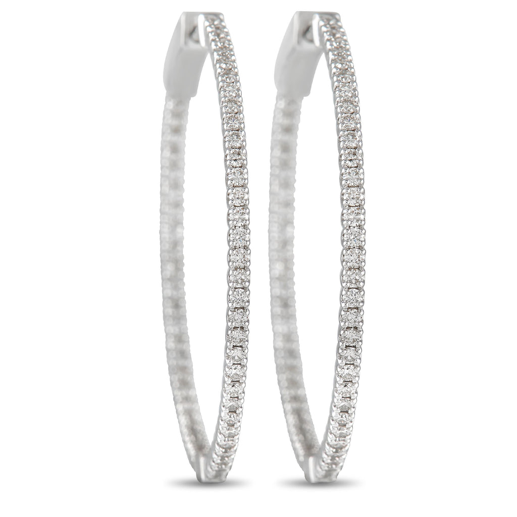 Exclusive 14K White Gold 1.34ct Diamond Inside-Out Hoop Earrings – No luxury jewelry collection is complete without a pair of