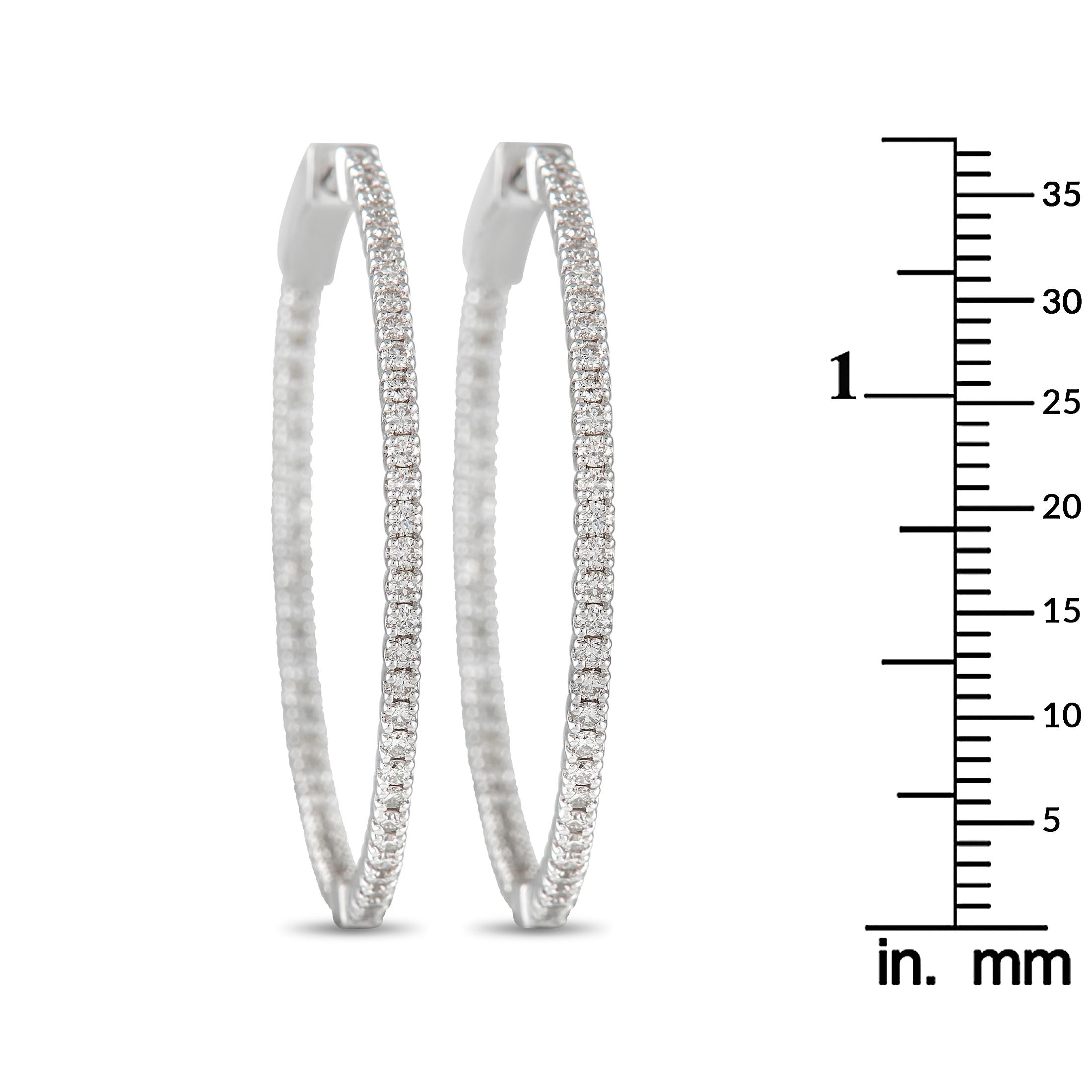 Exclusive 14K White Gold 1.34ct Diamond Inside-Out Hoop Earrings