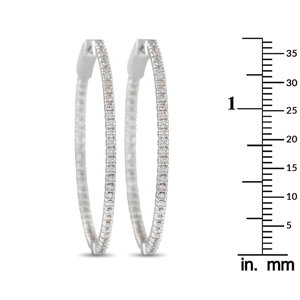 14K White Gold 1.34ct Diamond Inside-Out Hoop Earrings