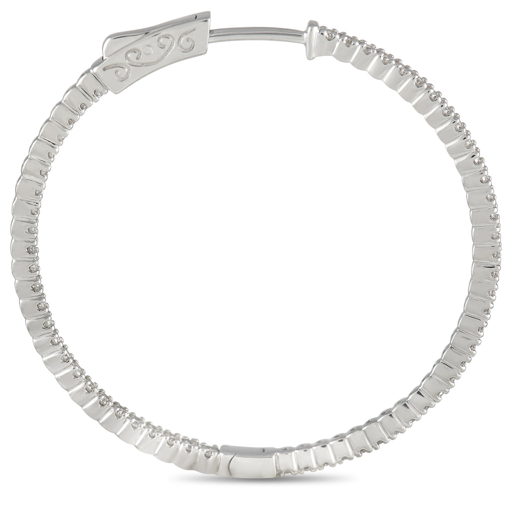 14K White Gold 1.34ct Diamond Inside-Out Hoop Earrings